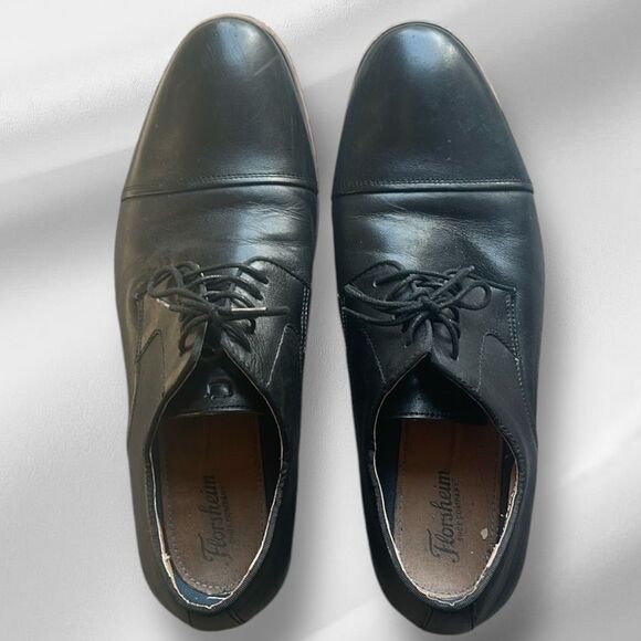 Men\'s Floresheim Francisco Cap-Toe Oxfords Black Leather Dress Shoes